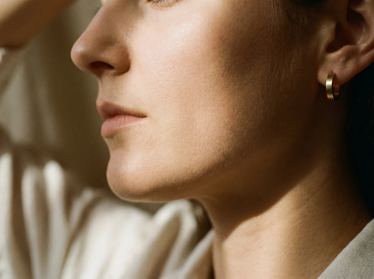 A soft warm beam of light grazing across smooth, healthy skin