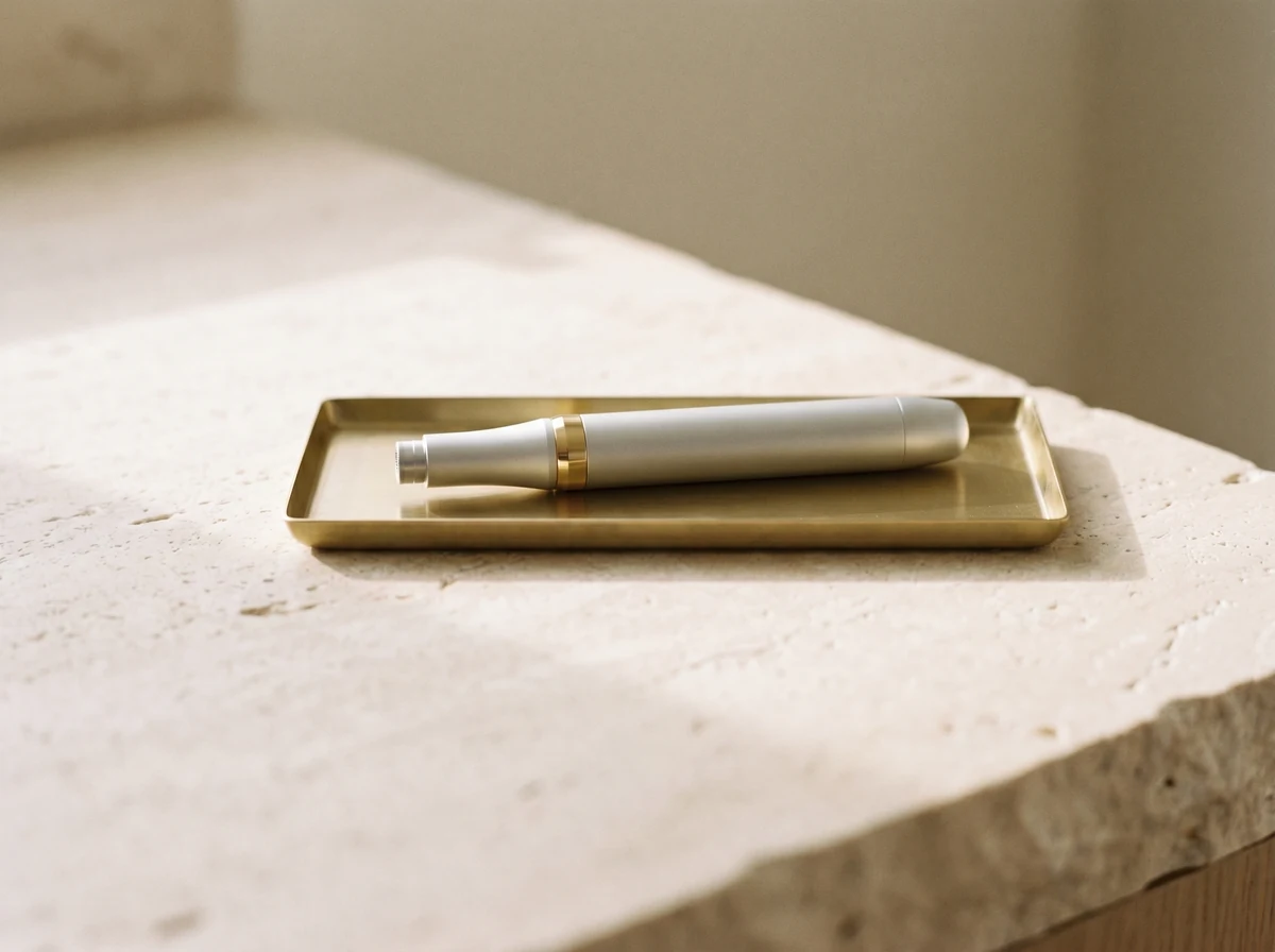 Macro of luminous, healthy skin texture under soft gold light